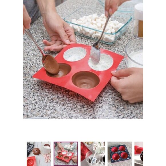 NEW Hot Chocolate Cocoa Bomb Maker Red Silicone Molds‎ - Picture 4 of 12
